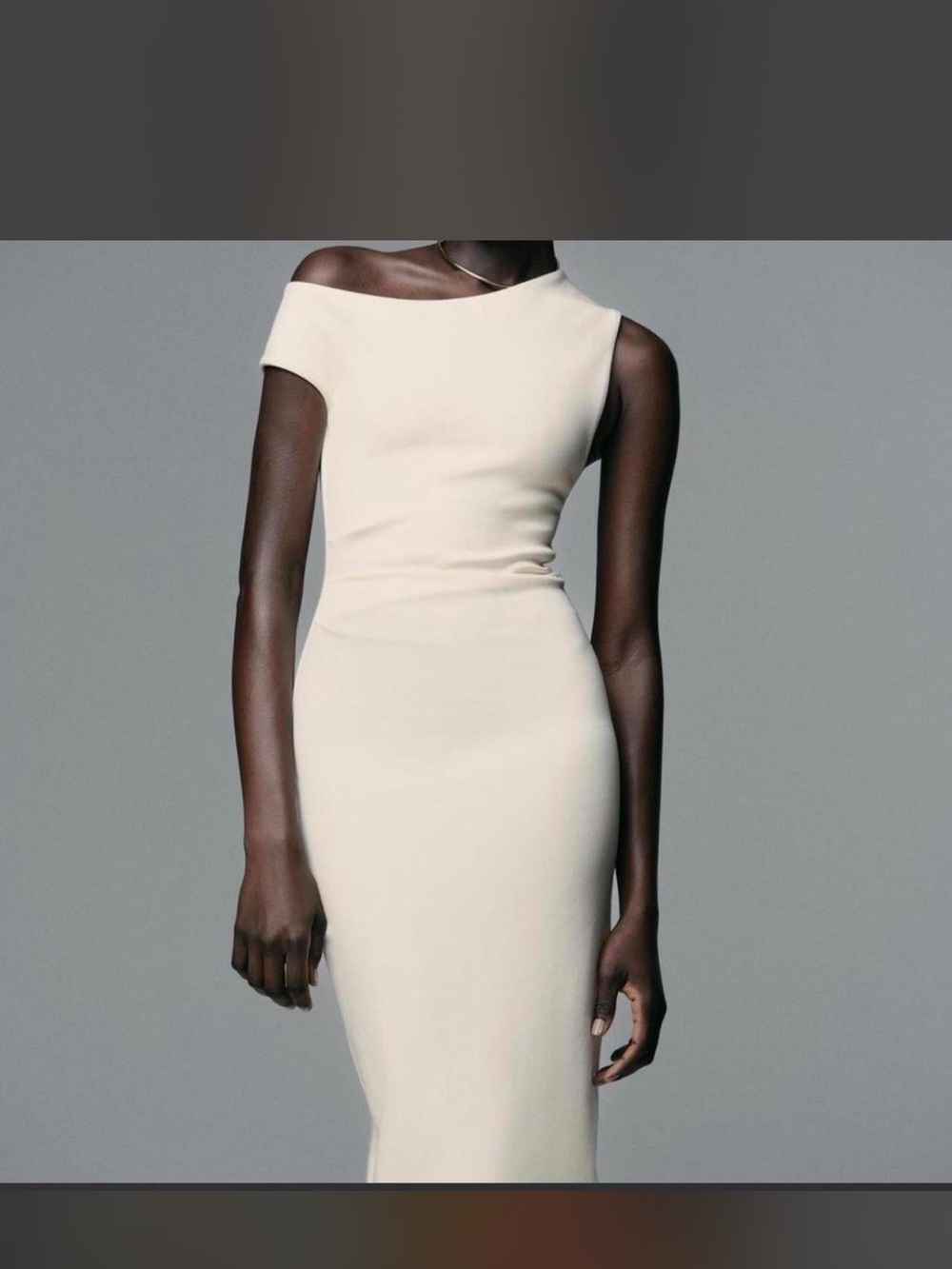 NWT Zara Cream One-Shoulder Midi Dress